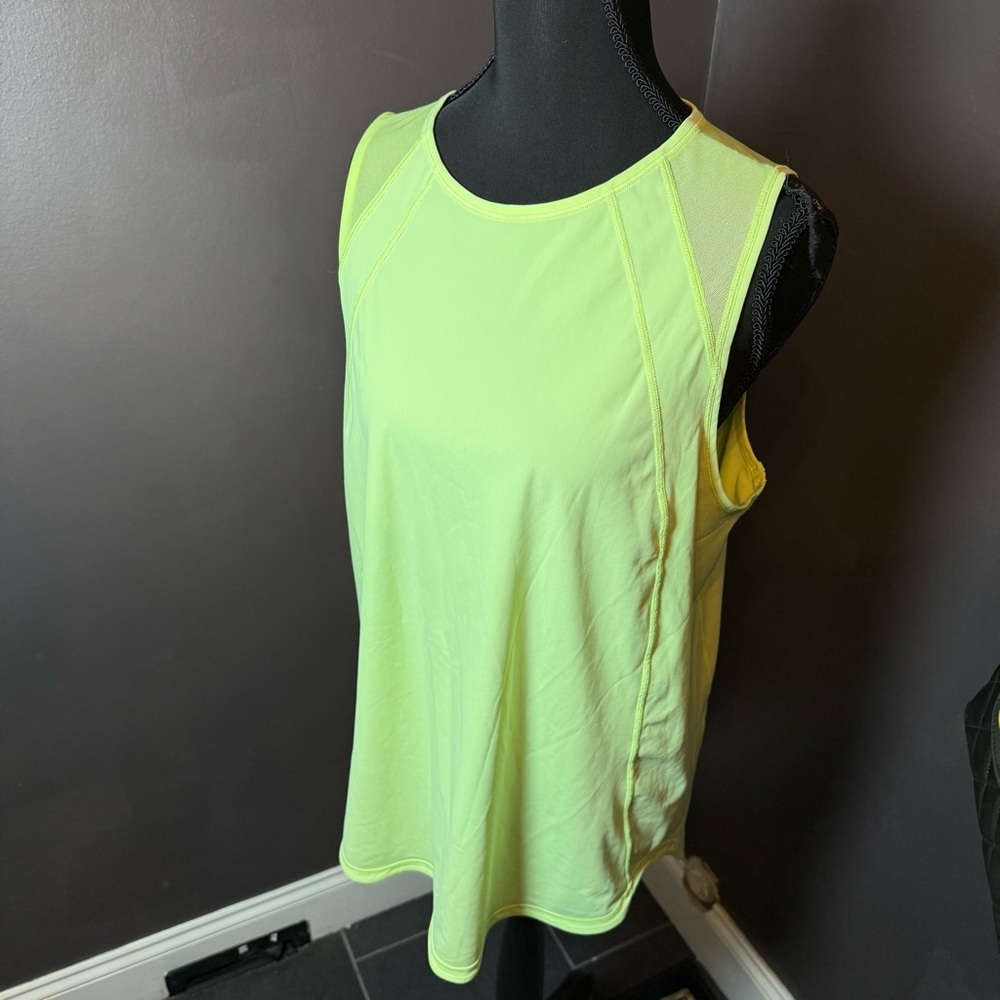 Lululemon Neon Green Open Back Tank | Mesh Panel Sleeveless Top